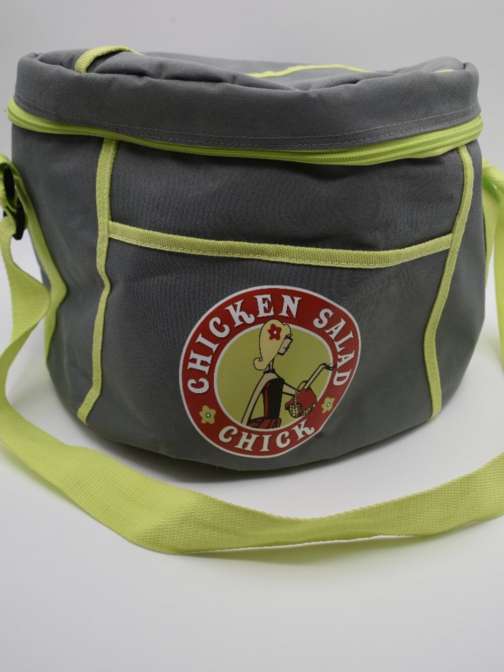 Chicken Salad Chick Insulated Cooler Lunch Bag Gray Lime Green Tote Shoulder Bag